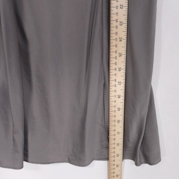 VICTORIA'S SECRET 100% SILK Slip Mini Dress Slit MEDIUM VINTAGE Gray Platinum - Picture 8 of 12